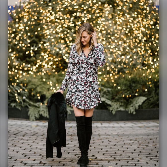 Veronica Beard / Franklin floral ruffle long sleeve mini dot Dress size 2 - Picture 3 of 7